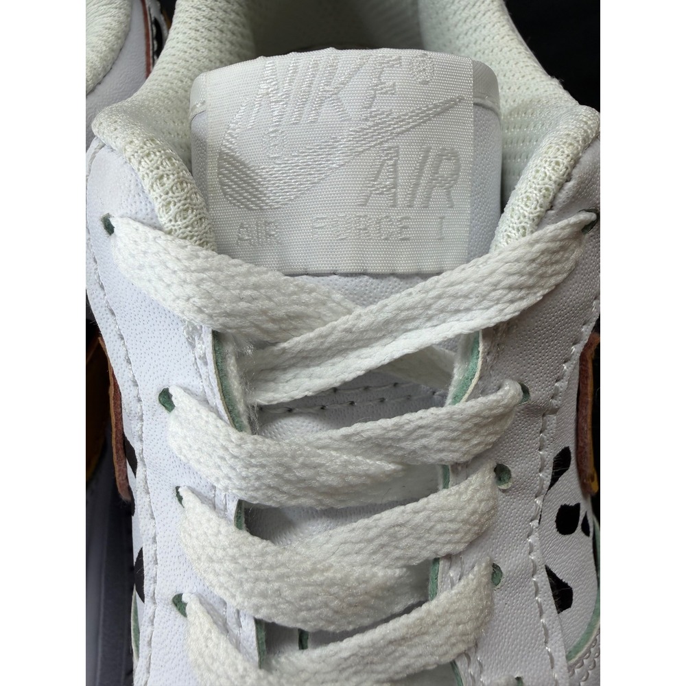 Nike Air Force 1 Low Animal Cow Print White Mustard Yellow Sneakers Womens 7.5 - Picture 6 of 16